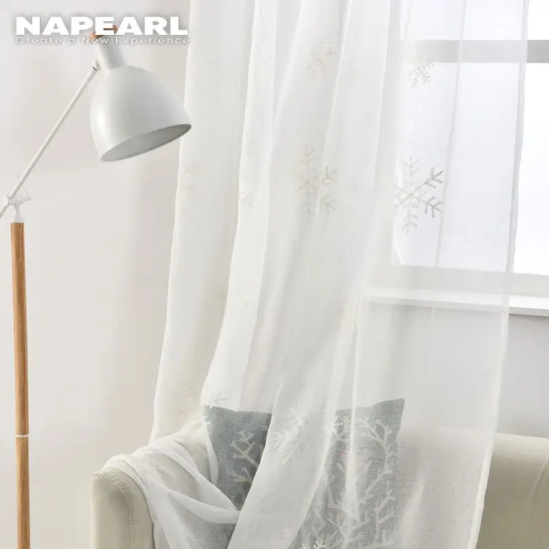 NAPEARL вышитые шторы из вуали тюлевые ткани для спальни в рождественском стиле с