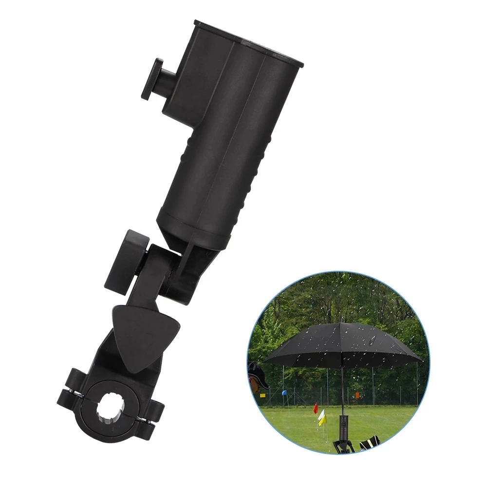 Golf trolley Umbrella Holder black Universal Adjustable Rotatable 3 Size Clips Stand For Golf Cart  New