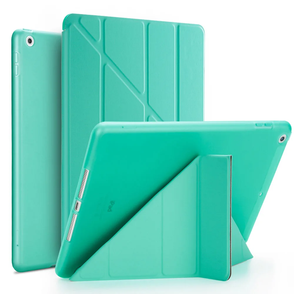 Mint Green GOLP Чехол для iPad Air 2, PU кожаный чехол-подставка с откидной передней крышкой из мягкого ТПУ Смарт-Чехол для iPad Air 2 - Цвет: Mint Green