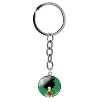 new personality publicity modern women keychain with 20mm round glass beads pendant key ring for female bag ornament