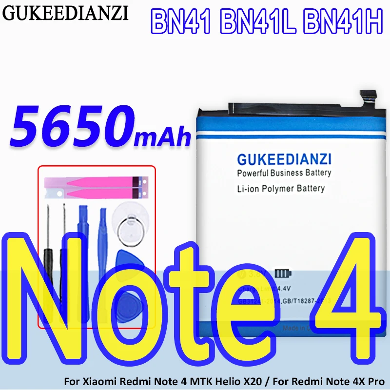 Аккумуляторная батарея BN41 BN41L BN41H 5650 мАч для Xiaomi Redmi Note 4 MTK Helio X20/Redmi 4X Pro Гб + 64 ГБ|battery