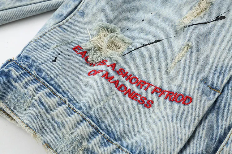 

Mens Graffiti Denim Jackets Streetwear 2020 Hip Hop Casual Patchwork Ripped Distressed Punk Rock Jeans Coats Outwear