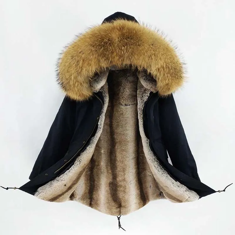 Мужская длинная куртка с капюшоном теплая парка воротником из натурального меха