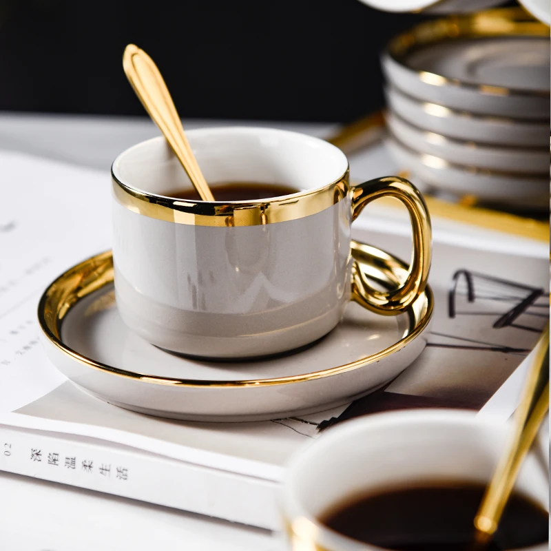 

Exquisite Coffee Cup Set European Style Small Luxury High-end Home Afternoon Tea Set Ceramic Gift Box Espresso Cups Set A Spoon