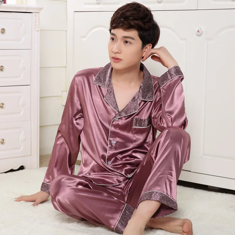 Pajama Set man Imitation Silk Pajamas For Men's Pyjama Soft Cozy Home Wear clothes Pyjamas Men Sleepwear Set Pijama Sleep Tops
