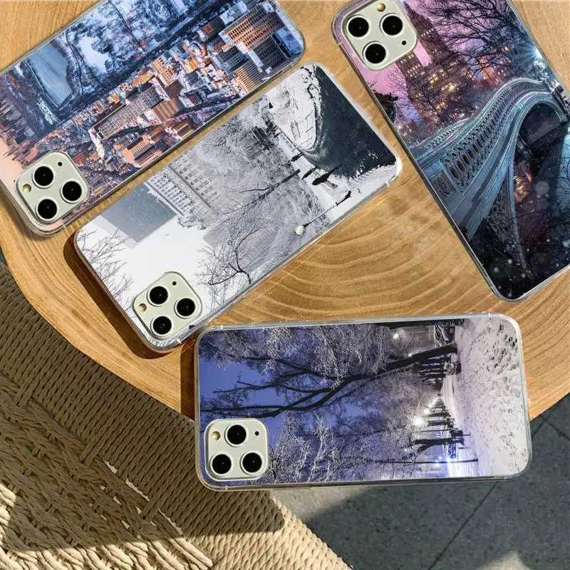 

YNDFCNB Winter New York Central Phone Case for iPhone 11 12 13 mini pro XS MAX 8 7 6 6S Plus X 5S SE 2020 XR case