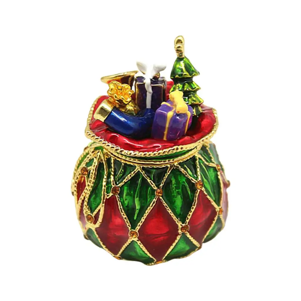 

Рождественская шкатулка для ювелирных украшений-искусственная-Рождественская сумка на удачу из сплава-маленькая коробка для украшения-Ро...