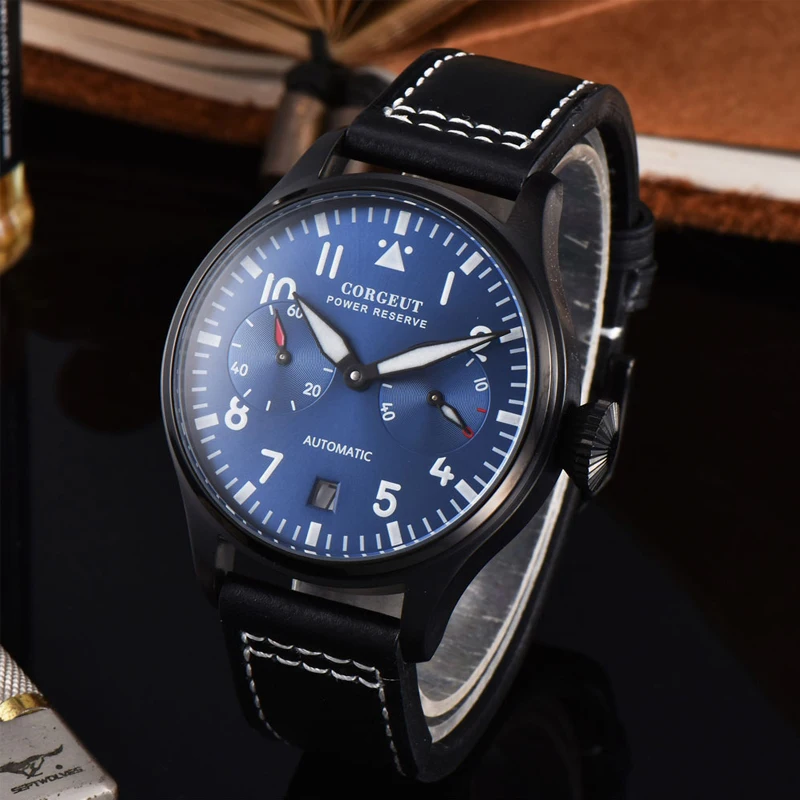 Часы Corgeut 42 мм автоматические механические часы роскошные спортивные с черным