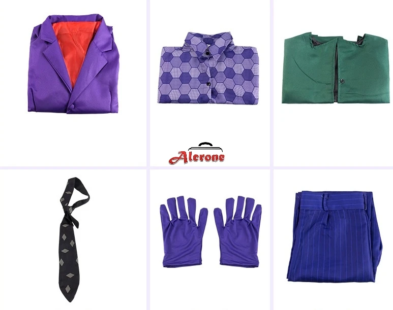 Костюм для косплея Джокер Хит Леджер фиолетовые Костюмы Клоуна пальто рубашка