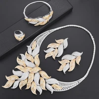 larrauri trendy cubic zirconia leaves statement gorgeous jewelry sets for women dubai bridal wedding engagement jewelry sets
