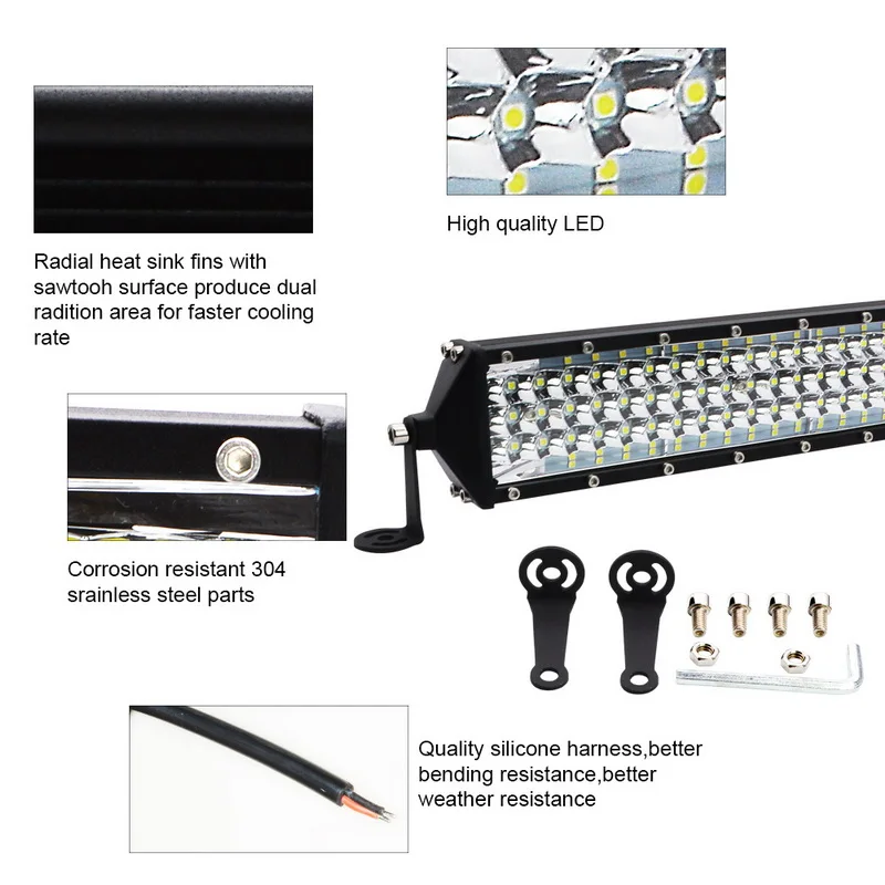 Safego 1" 22" 264W 528W тонкий светодиодный рабочий светильник бар комбинированный прожектор луч светодиодный вождения светильник бар для бездорожья Лодка Грузовик 4x4 ATV внедорожник