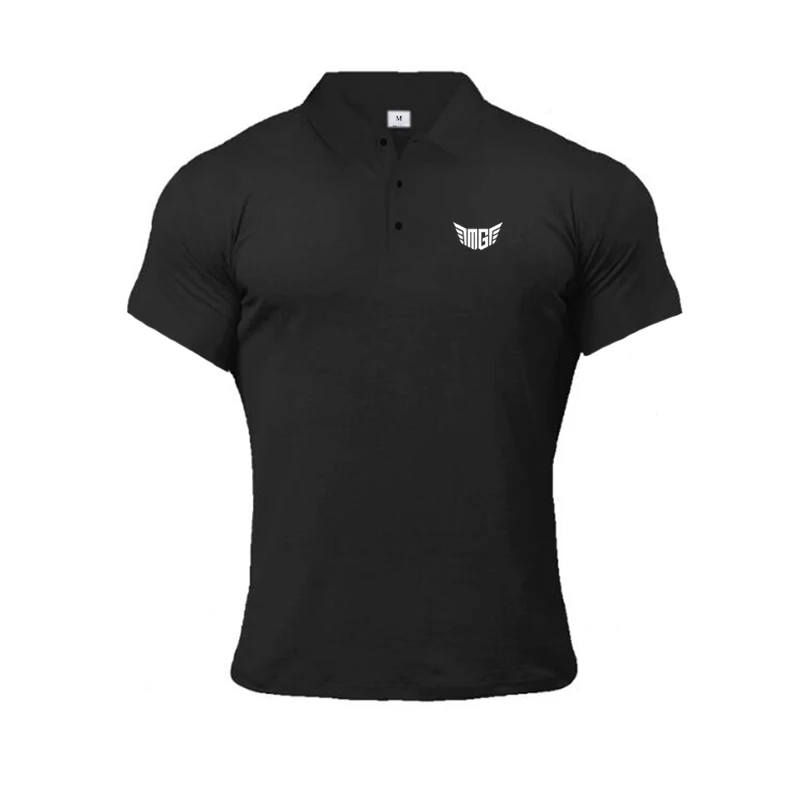 

Fitness Polo Shirt Plus Size Muscleguys Brand Men Compression Polo Shirt Cotton Tops Fashion Sport Short Sleeve Gym Bodybuilding