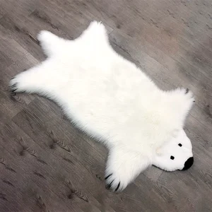 new long plush carpet home living room bedroom animal rug white polar bear rug 80x140cm big floor mat faux fur carpet free global shipping