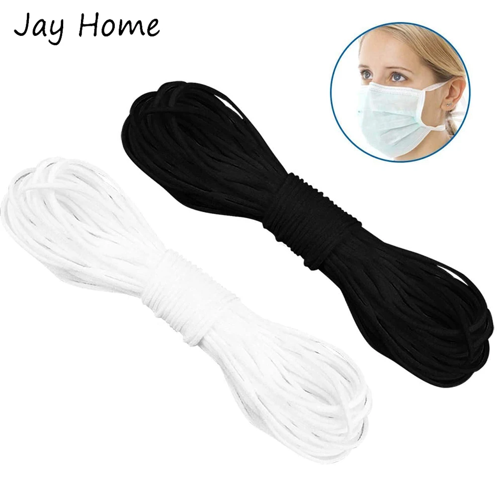 Эластичная лента для масок 10/20 м 3 мм 5 черного и белого цветов | Дом сад