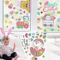 1pc happy easter cartoon rabbit egg wall sticker pvc window glass electrostatic stickers easter home decoration diy decal
