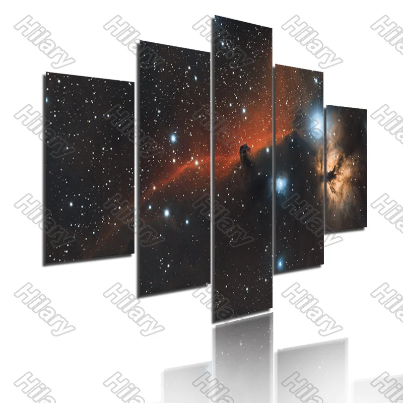 

Poster Starry Sky Red Clouds Landscape Canvas Painting 5Pcs Posters Painting Wall Art Decoration for Living Room Frameless Style