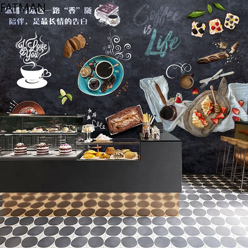 

FATMAN Custom Private Room Baking Studio Wall Decoration 3D Creative Bakery Cake Room Decoration Wall Paper Dropship