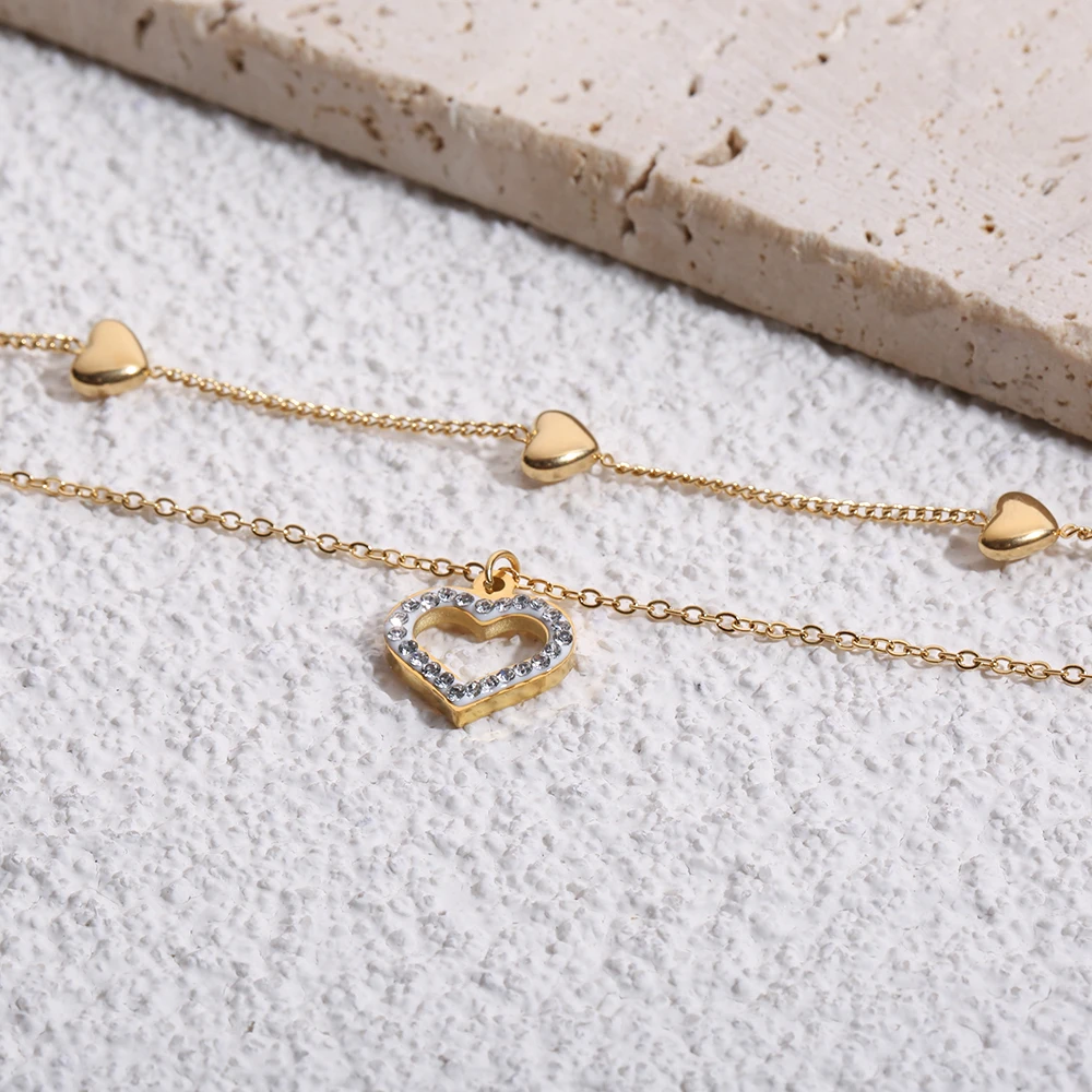 Новое Классическое позолоченное Двухслойное ожерелье из нержавеющей стали 316L с