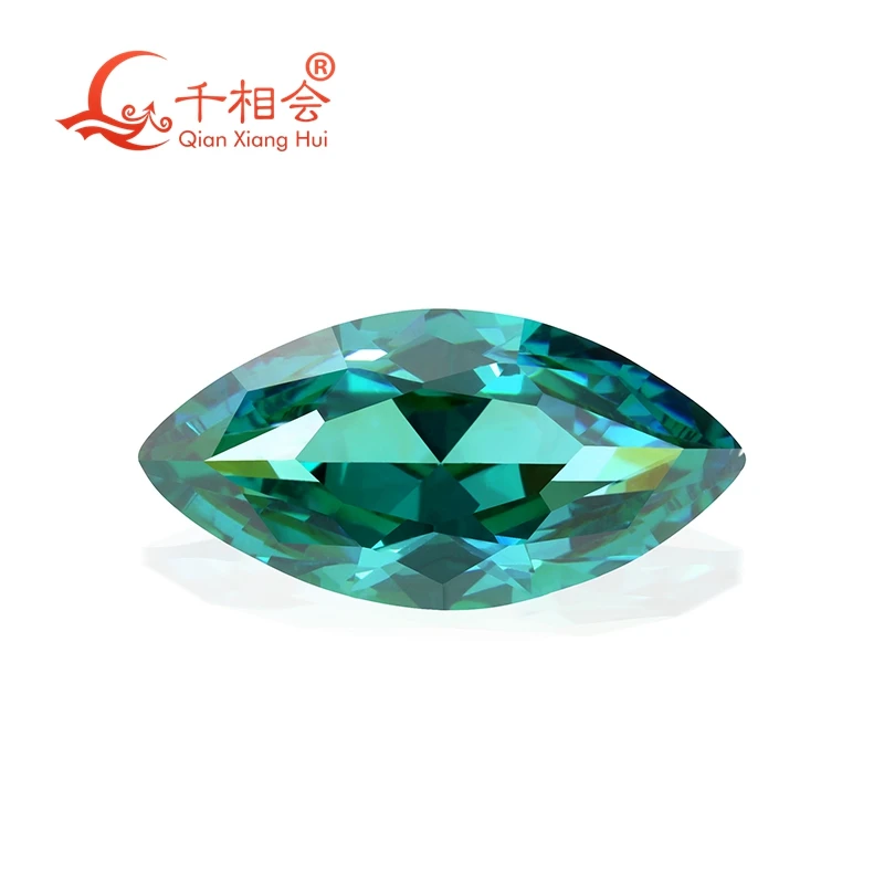 Объемный камень в форме маркизы с кубическим цирконием уникальный цвет сине