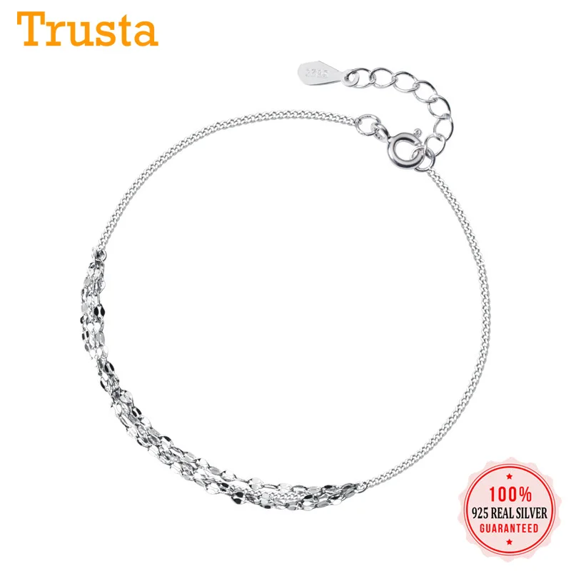 Женский браслет цепочка из 100% стерлингового серебра 925 пробы женский с бусинами