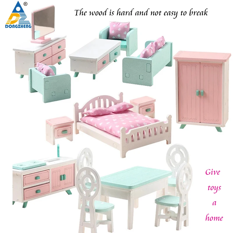 

Деревянный миниатюрный кукольный домик для спальни, гостиной, столовой, мебель, игровой домик, игрушки, набор аксессуаров, детские игрушки, ...