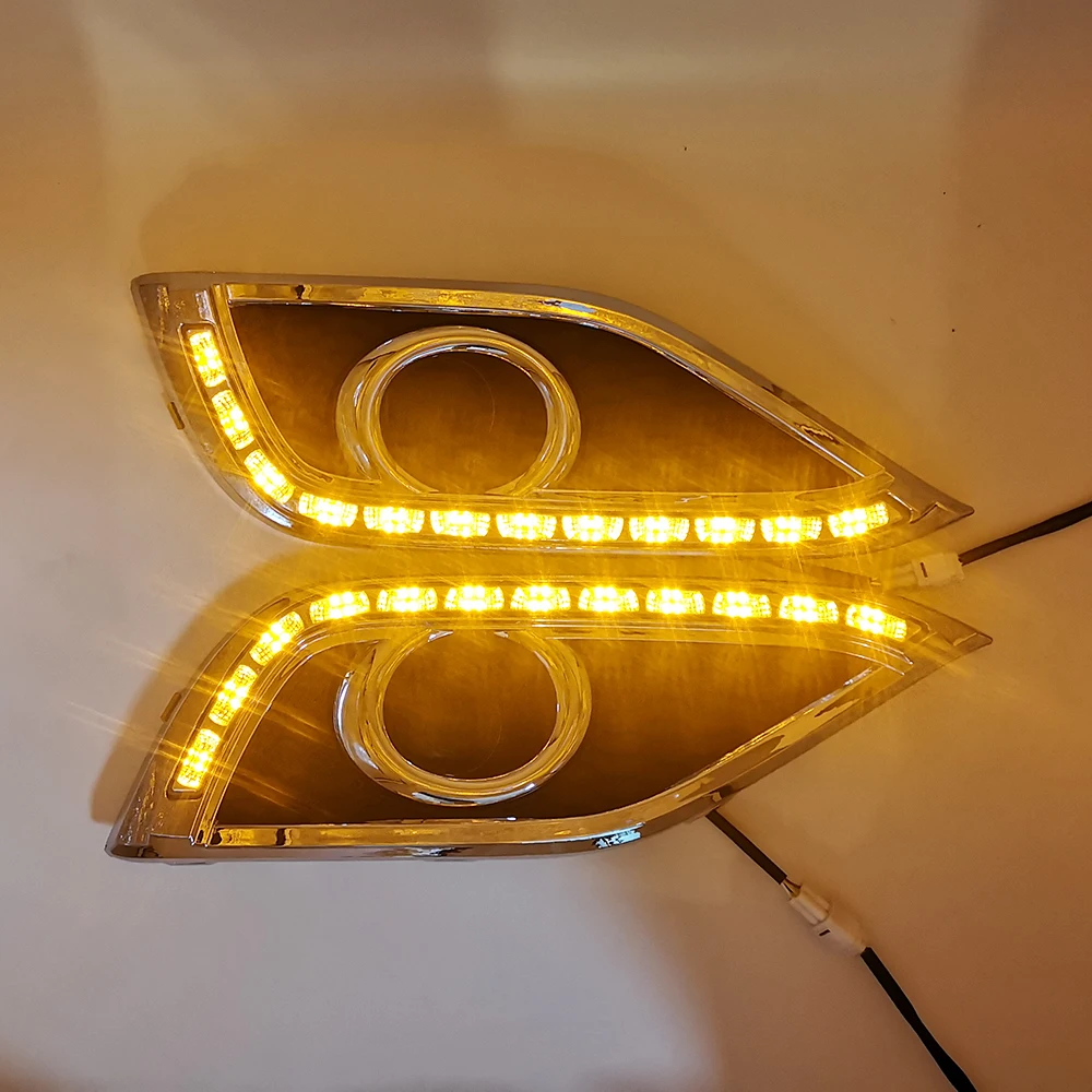 

1 Pair Car DRL 12V LED Daytime Running Lights with Turn Signal Yellow Flashing For Honda CRV CR-V 2012 2013 2014 Fog Lamp Covers