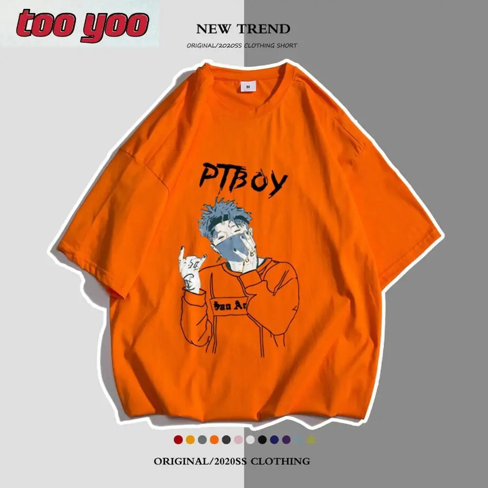 

New Cotton T Shirt Rap Men Summer Hip Hop Tops Loose short sleeved Fashion boy tshirts round neck Tee man