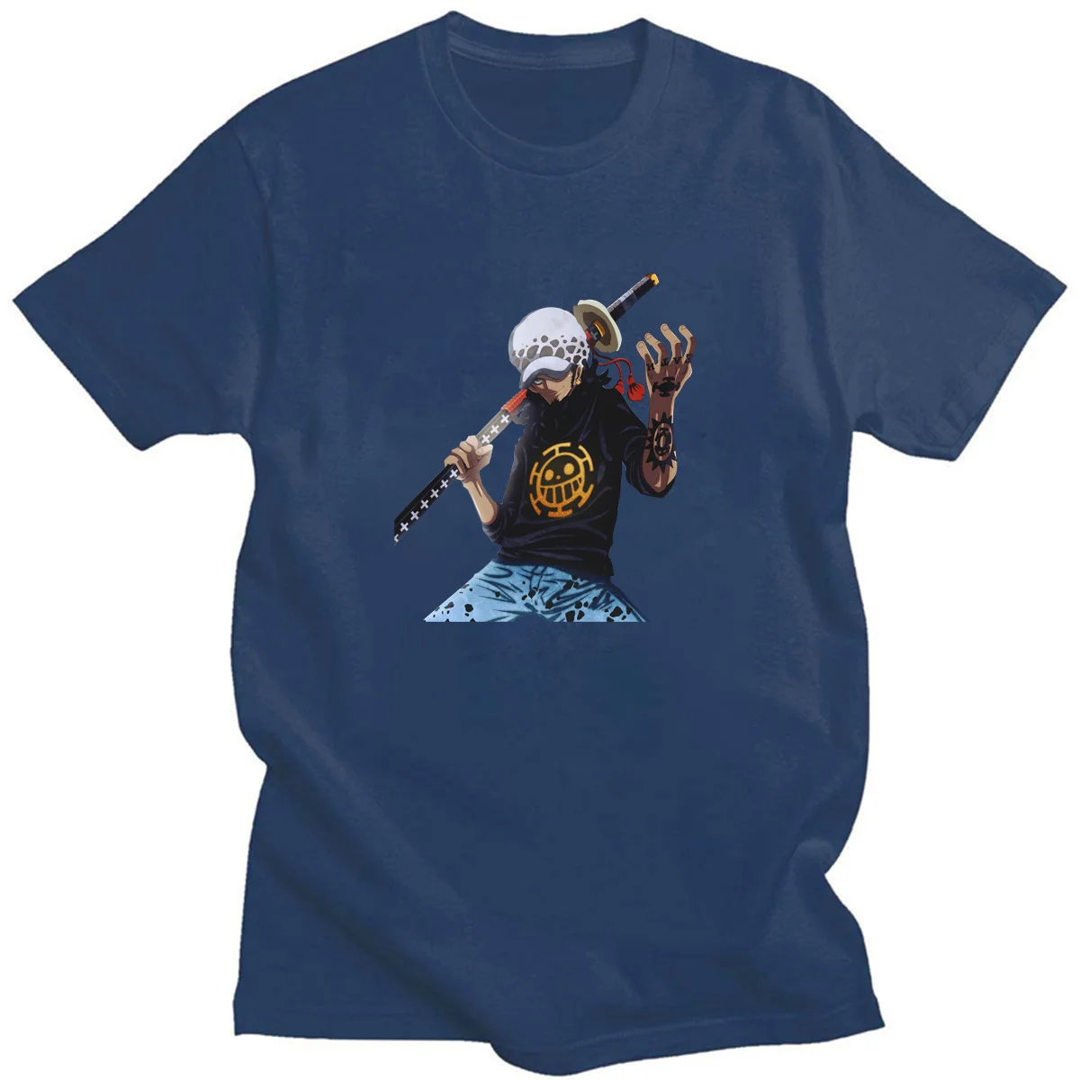 

Summer Fashion Hot Anime One Piece Trafalgar Law Art Print T-Shirts Short Sleeve O-neck Cotton Top Tees Cosplay Shirts for Fans