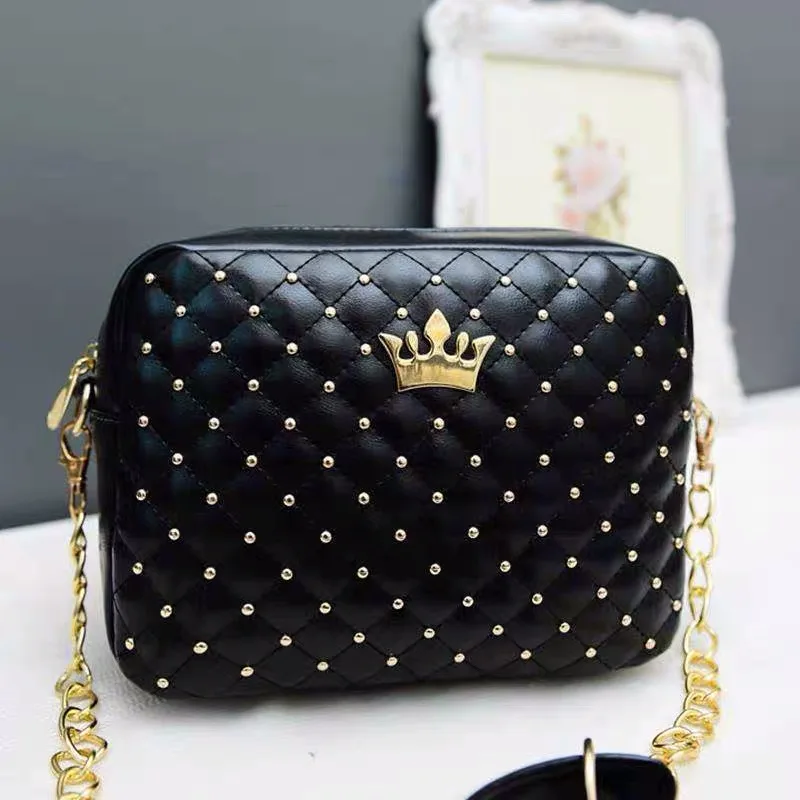 Женская мини-сумка с заклепками маленькая сумка-мессенджер короной 2019 | Багаж и