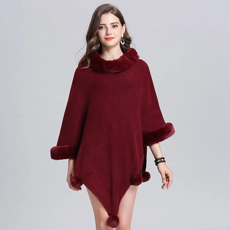 Новинка 2021 стильная женская зимняя накидка с рукавом летучая мышь Женское