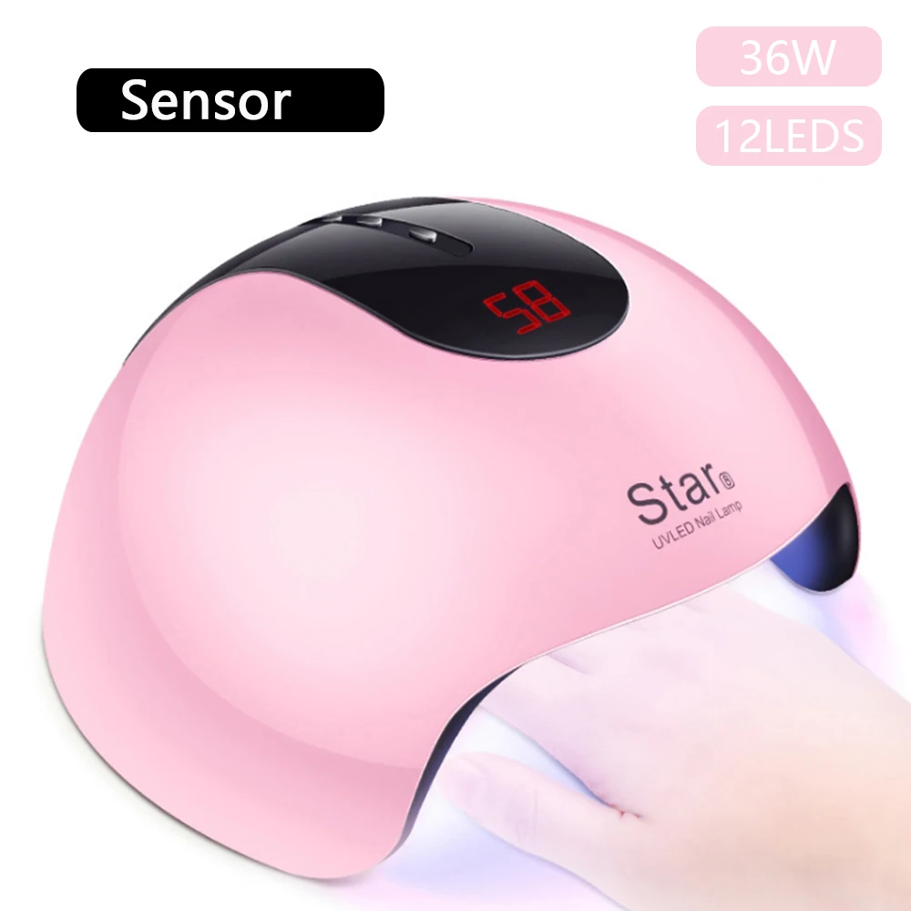 Star 8 36 Вт Солнцезащитный УФ светодиодный светильник для сушки ногтей ЖК дисплей