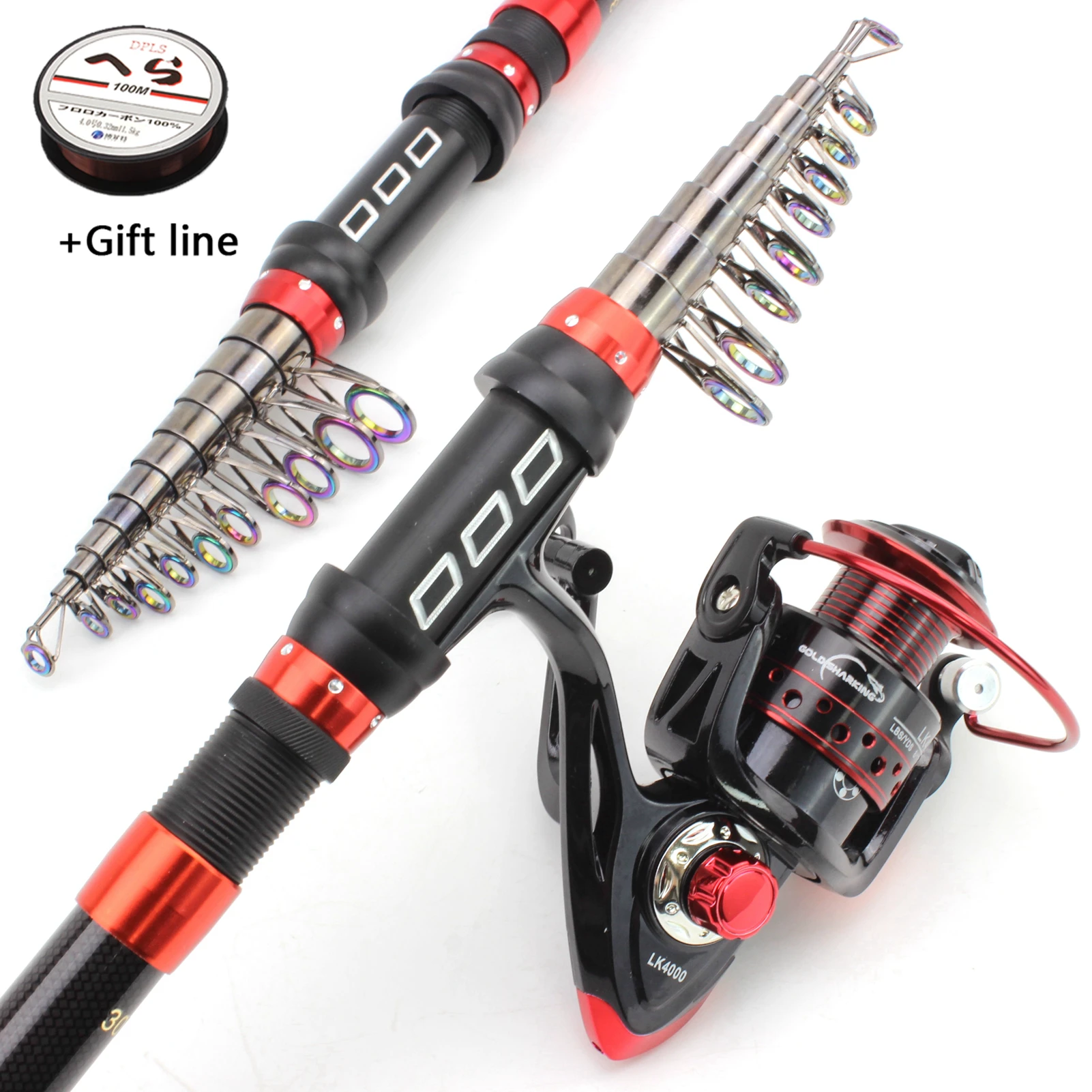 

1.8M-3.6M Rod Reel Combos Spinning Fishing Rod and reel Travel Sea Pole Carbon Telescopic Fishing Rod set carp trout fishing