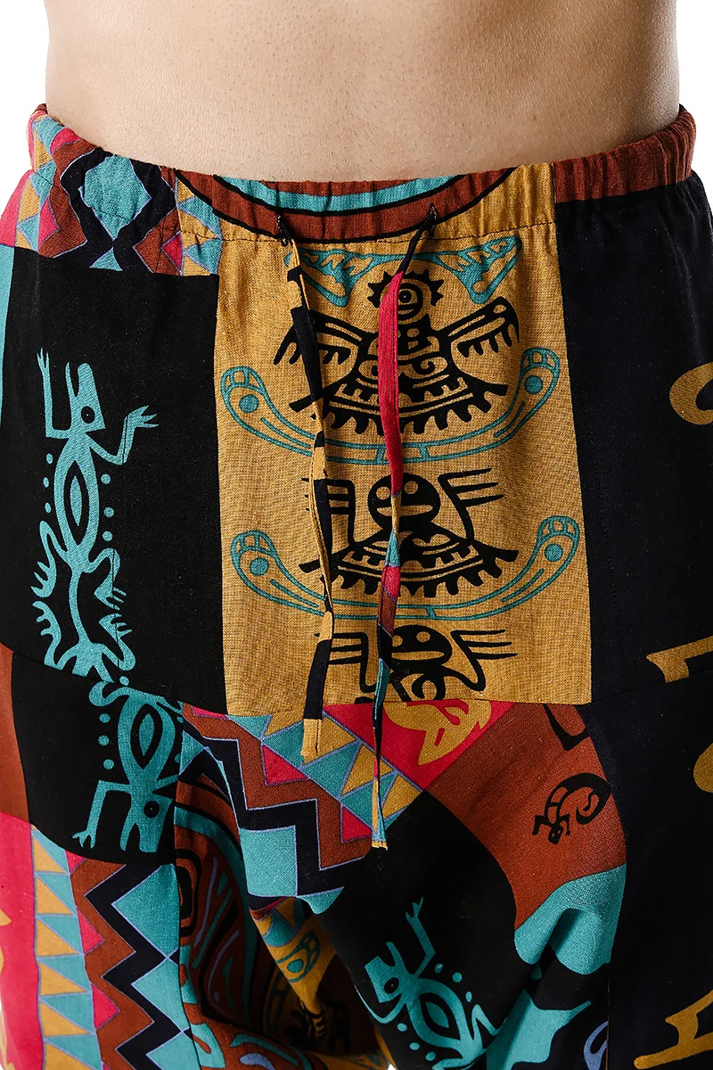 Брюки-султанки мужские в этническом стиле Джоггеры ретро с заниженной мотней