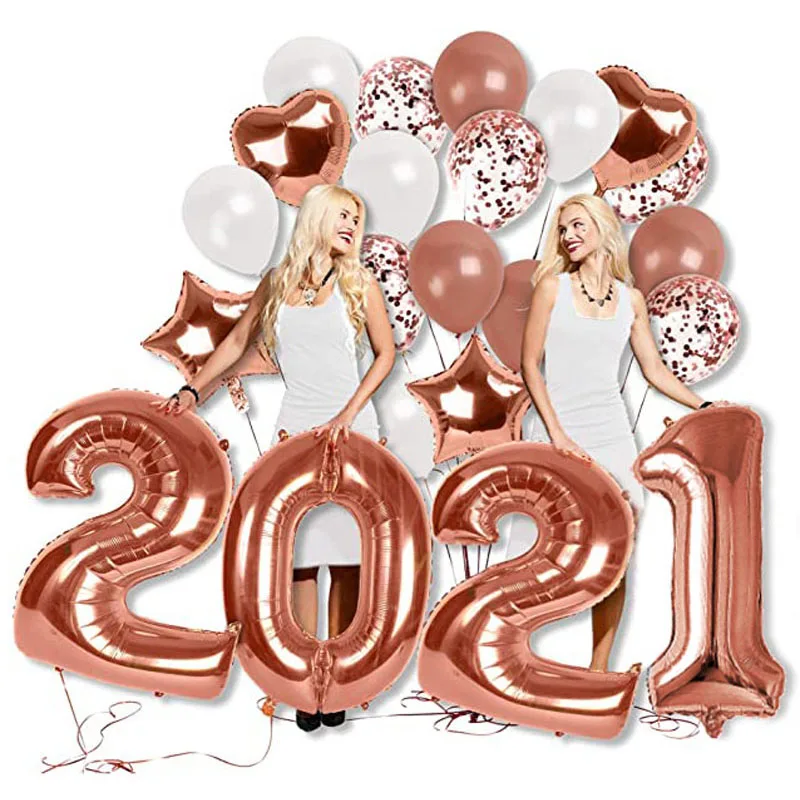 

33pcs Large 40inch Number 2021 Foil Balloon Happy New Year Eve Party Decorations Christmas Decor for Home Graduations Balloons