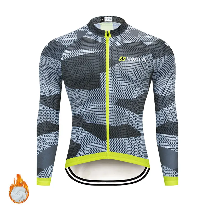 jersey fleece Moxilyn зимние теплые флисовые майки для велоспорта комплект Майо Ropa Ciclismo Invierno MTB велосипедная Одежда для велоспорта спортивная одежда - Цвет: jersey fleece