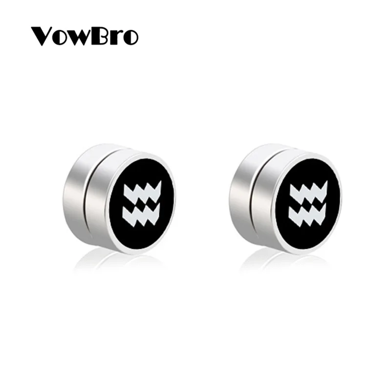 Модные черные магнитные серьги VowBro из нержавеющей стали для мужчин и женщин