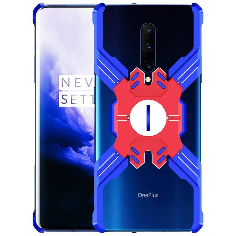 Герой Marvel элементы Алюминиевый металлический бампер чехол для OnePlus 7/Pro тонкий жесткий противоударный защитный бампер для телефона чехол OnePlus 7 Pro - Цвет: Blue Red