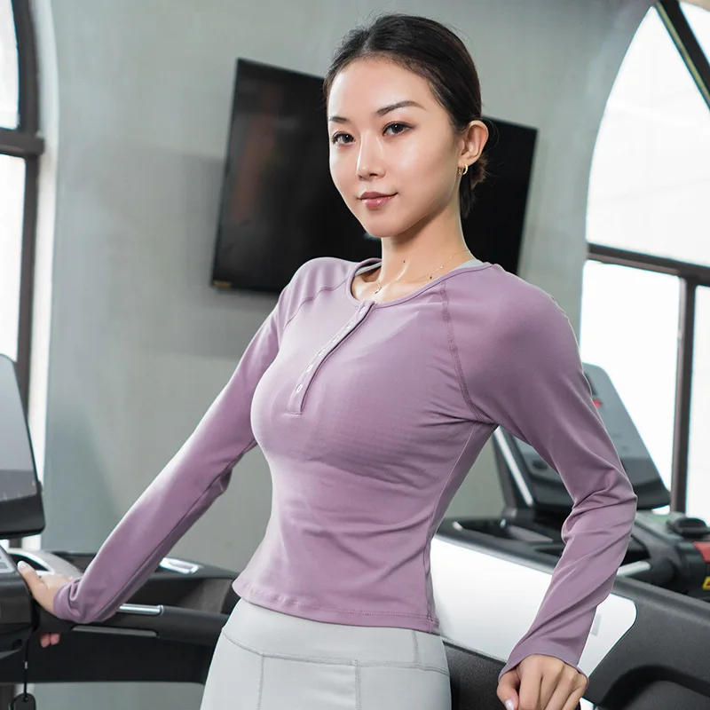 Спортивная рубашка для йоги Женская эластичная с длинным рукавом Новинка весна