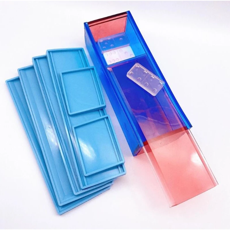 

2021 New DIY Crafts Domino Storage Box Epoxy Resin Mold Container Casting Silicone Mould