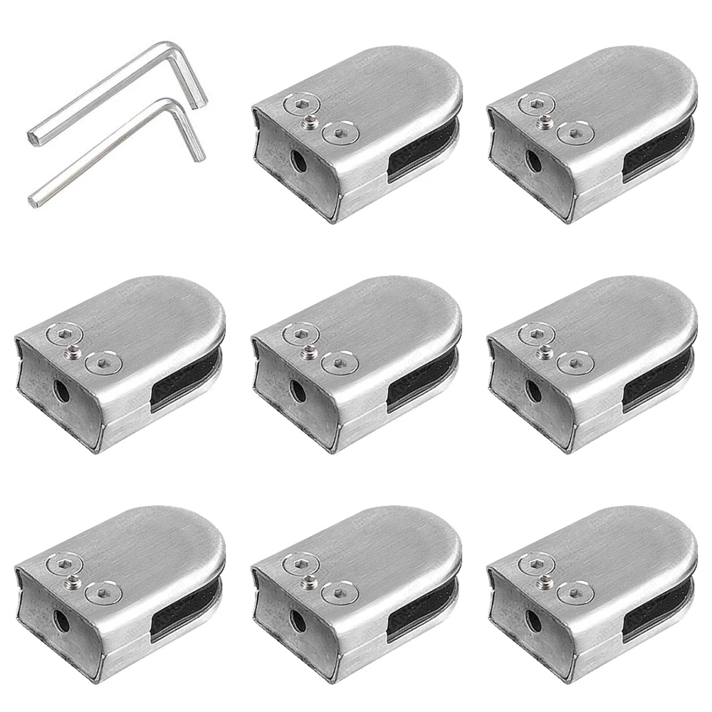

8 pieces Glass Clamps 8-10mm Stainless Steel Adjustable Glass Bracket Back for Balustrade Staircase Handrail with Hexagon Driver