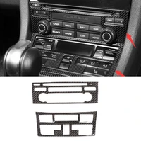 2pcs carbon fiber center console cd panel cover fit for porsche 911 718 2016 2019 car accessories