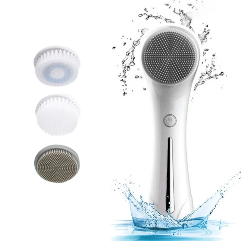 

Rechargeable Face Spin Brush With 3 Exfoliating Brush Heads For Deep Cleansing Silicone Massage Brush Iontophoresis Instruments