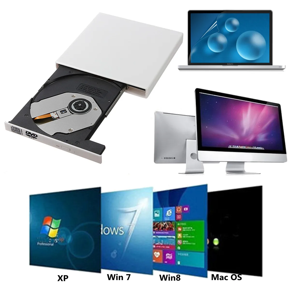 S SKYEE тонкий внешний оптический привод USB 2,0 DVD комбо DVD rom плеер CD-RW горелки Писатель Plug and Play для ноутбуков настольных ПК