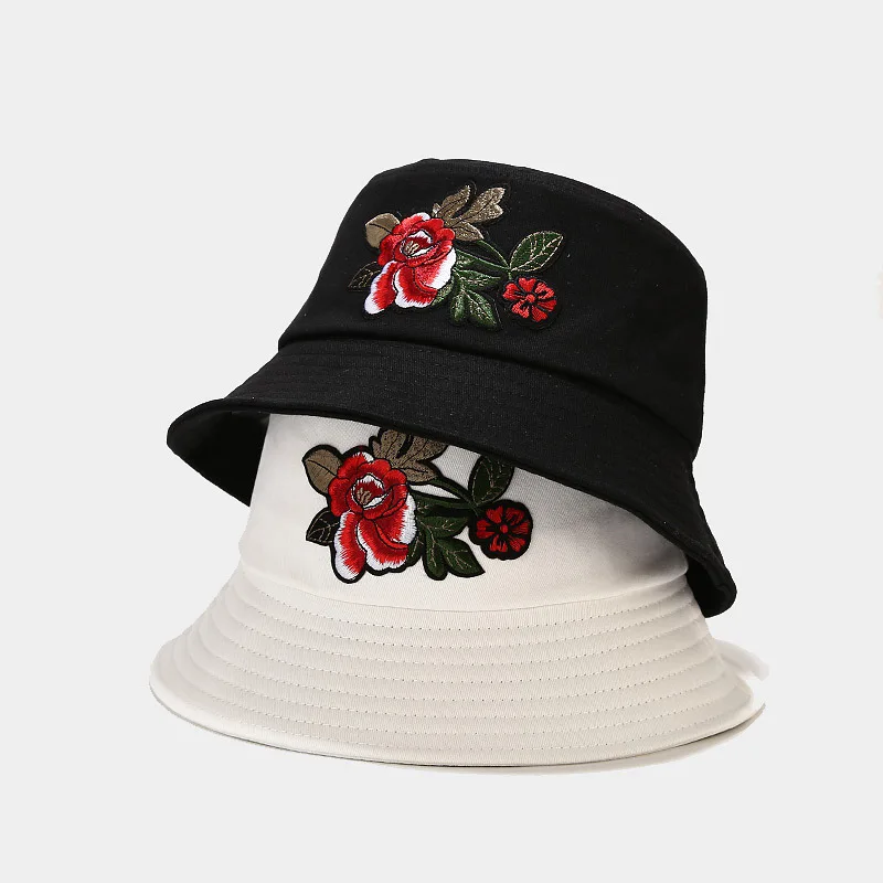

New Temperament Peony Flower Bucket Hat Foldable Fisherman Hat Women Summer Outdoor Sun Protection Hat Unisex Panama Bob Cap