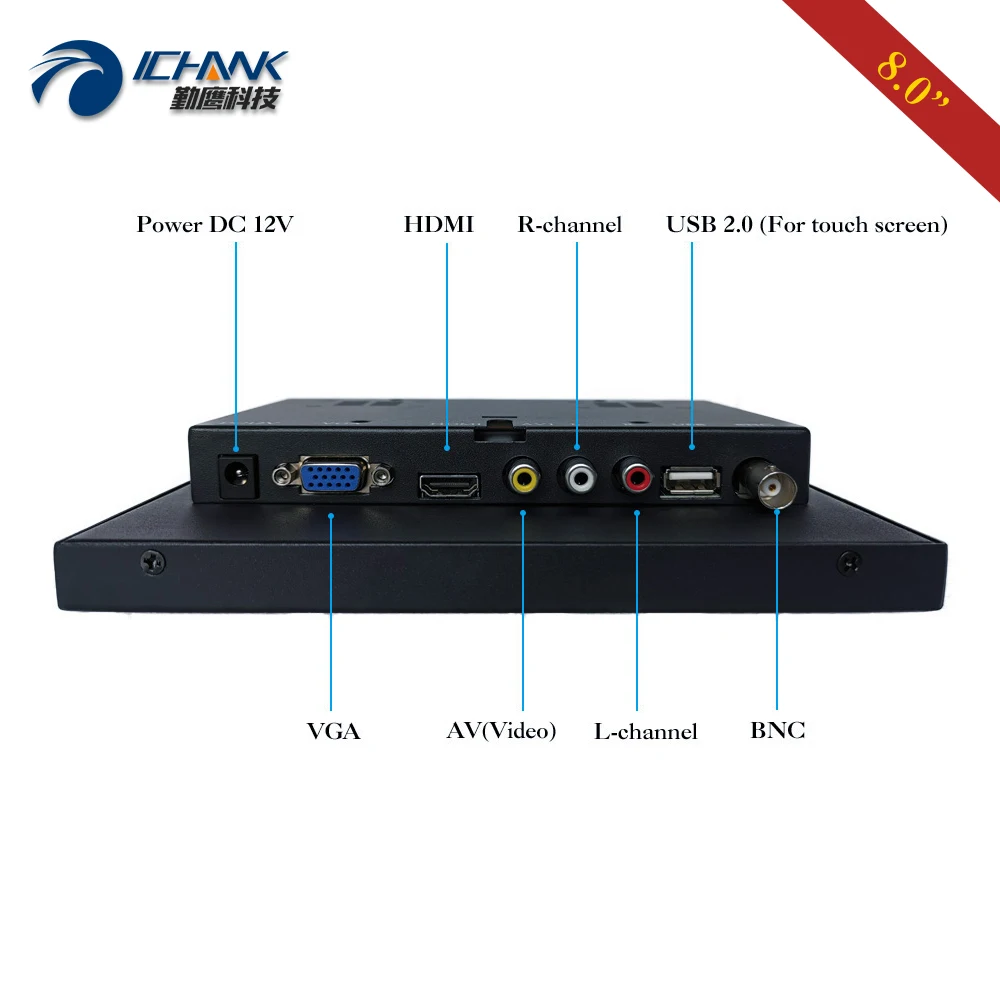 B080TC-ABHUV/8 &quot1024x768 IPS металлический корпус HDMI VGA USB анти-помех четыре провода