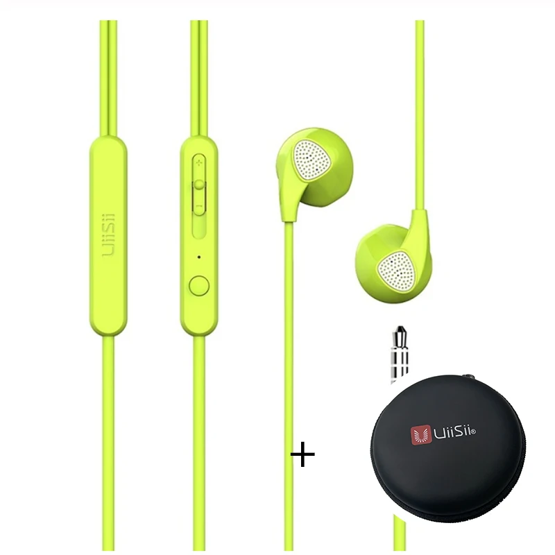 U1 Green And Box Uiisii U1 наушники-вкладыши музыкальный плеер наушники проводной микрофон с сабвуфером спортивные музыкальные Игровые наушники для IOS и Android - Цвет: U1 Green And Box