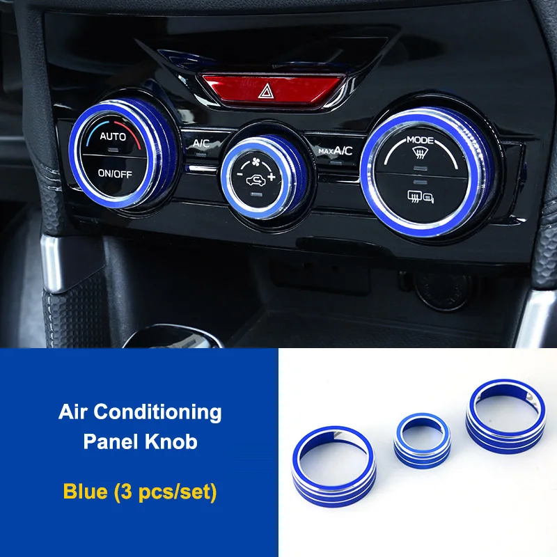Air Knob Blue 3pcs QHCP алюминиевый сплав автомобильный CD аудио стерео Кнопка регулировки переключатель кольцо панель управления AC ручка Крышка для Subaru Forester XV 18-19 - Название цвета: Air Knob Blue 3pcs
