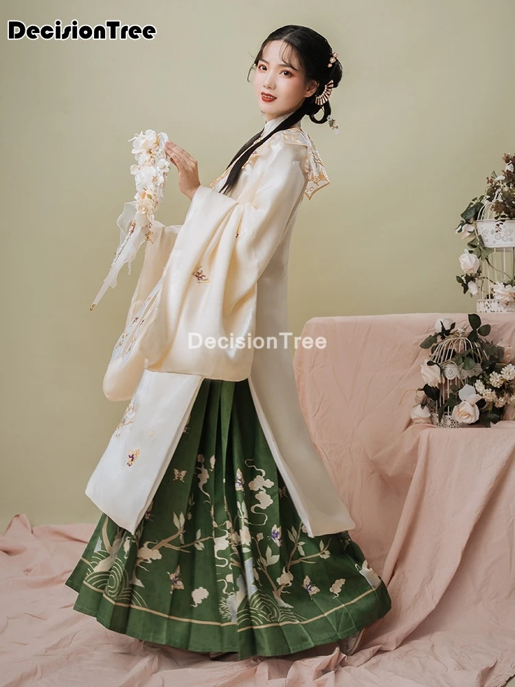 

2021 women fairy hanfu traditional chinese clothing festival outfit embroidery ancient folk stage embroidery long hanfu set