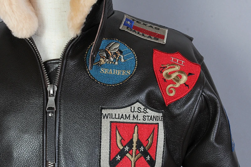 

AVIREX FLY Fur Collar Motorcycle Biker G1 Air Force Genuine Men Cowskin Bomber Jacket Real Leather Coat