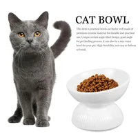 cat neck protection dish tilted pet cat bowl ceramic feeding bowl for cat puppy
